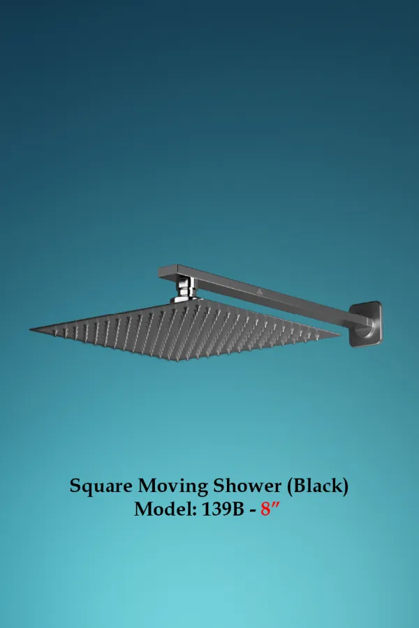Square Moving Shower 8" Black (Shower Series)
