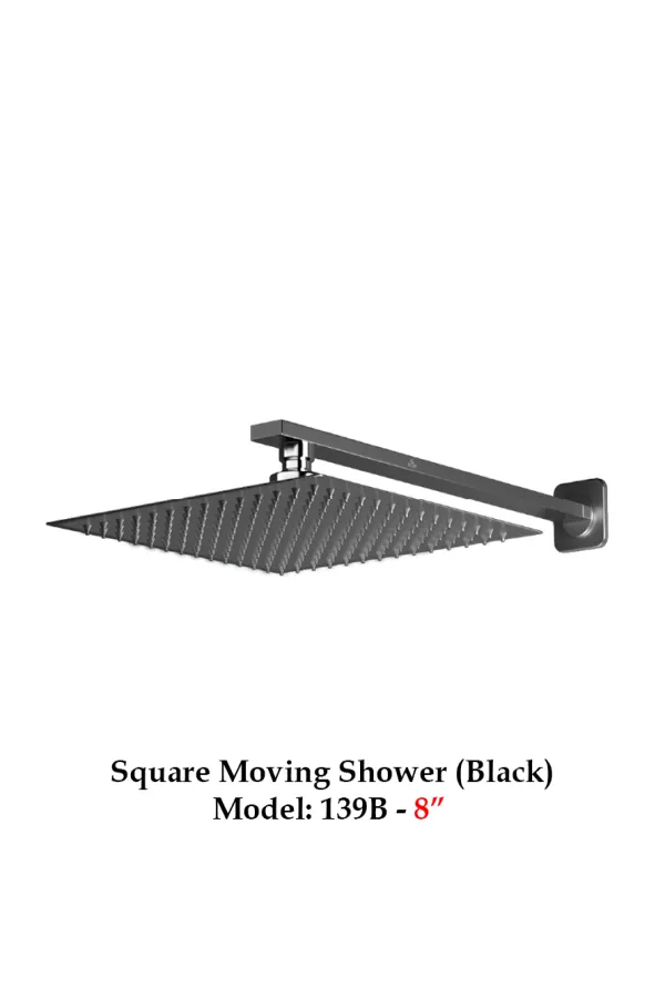 Square Moving Shower 8" Black (Shower Series)