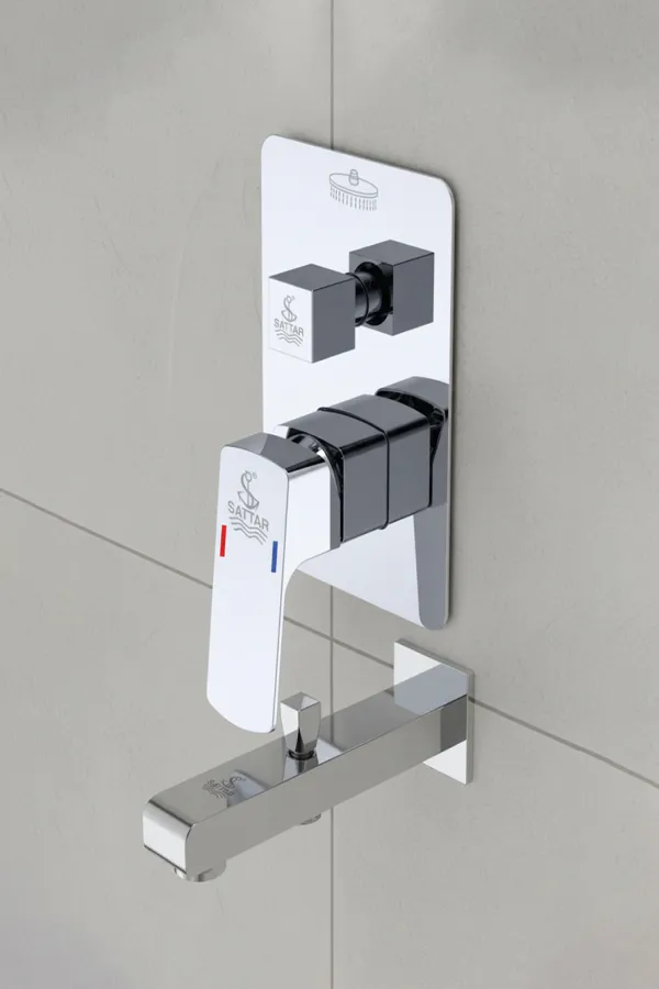 Premium Turn Diverter Square Conceal Shower Mixer with Spout - 1/2"