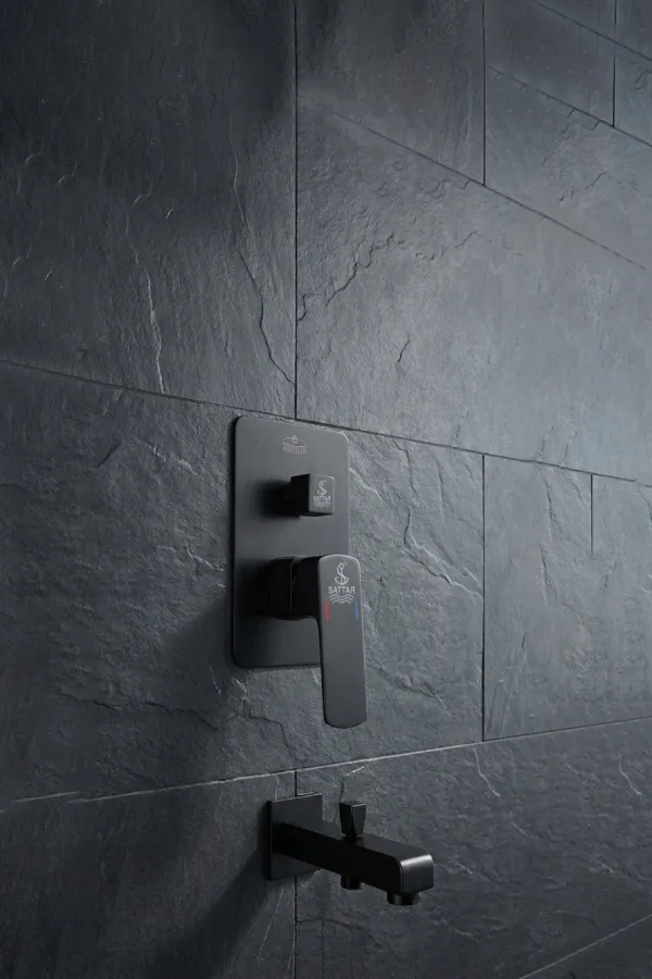 Premium Turn Diverter Square Conceal Shower Mixer with Spout 1/2" - (Gun Grey)