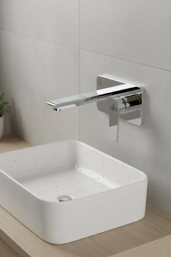 Sattar Metal Product First Image Wall Mounted Single Lever Basin Mixer (Chrome)