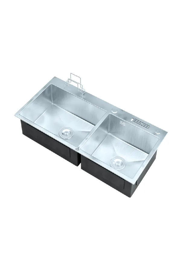 Sattar Metal Product Hover Image Double-Bowl Top-Mount Kitchen Sink (36″ × 18″)