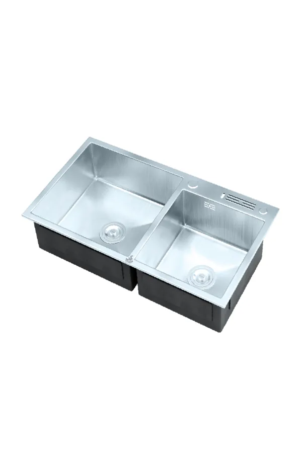 Sattar Metal Product Hover Image Double-Bowl Top-Mount Kitchen Sink (32″ × 18″)