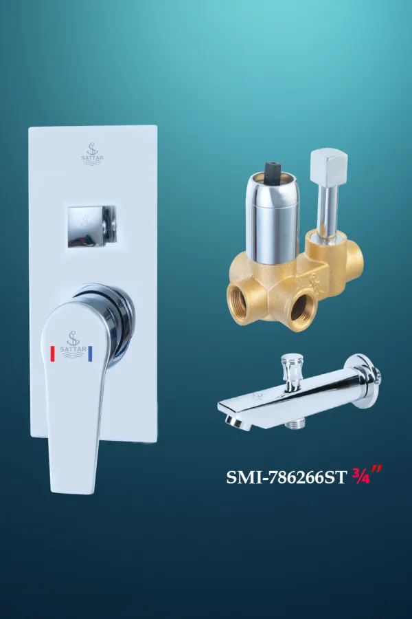 Turn Diverter Square Conceal Shower Mixer with Spout 3/4" - Shower Mixer