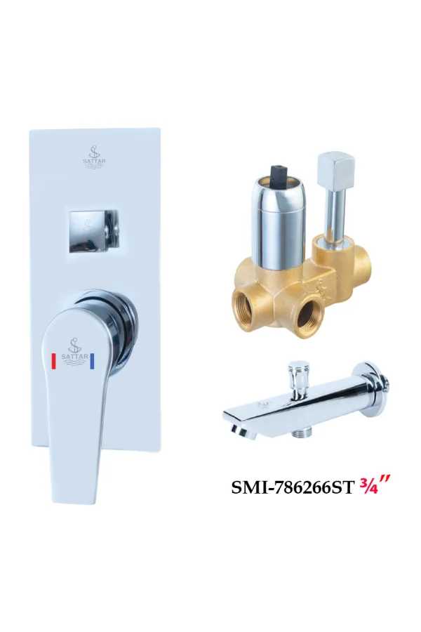 Turn Diverter Square Conceal Shower Mixer with Spout 3/4" - Shower Mixer