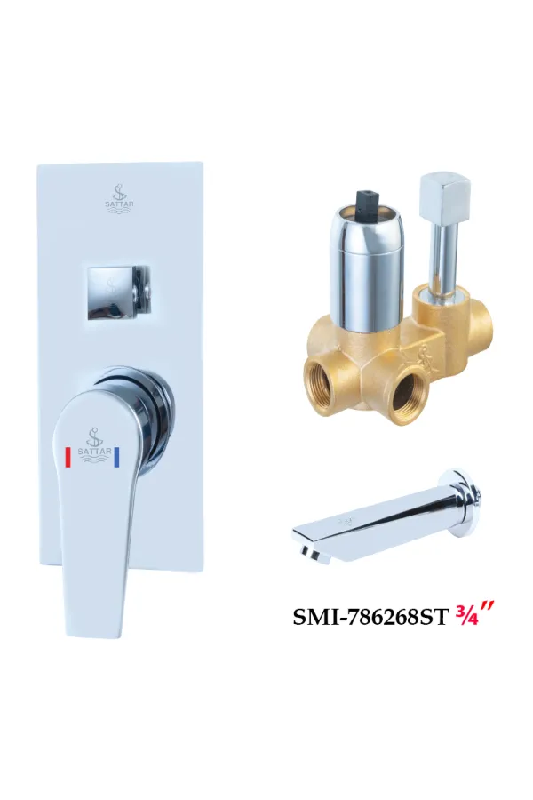 Turn Diverter Square Conceal Shower Mixer with Spout 3/4" - Shower Mixer