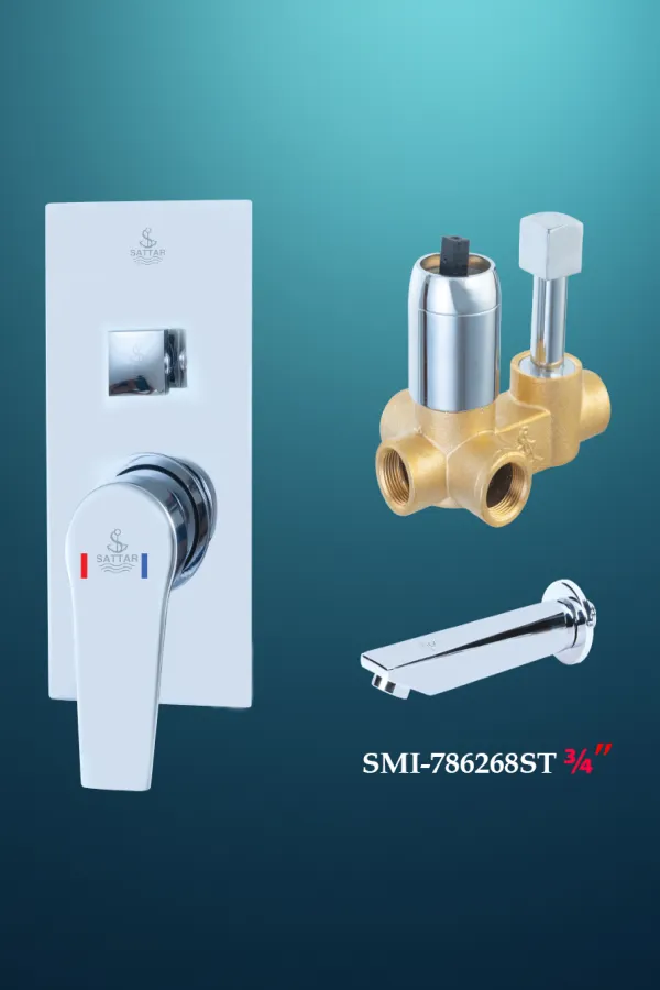 Turn Diverter Square Conceal Shower Mixer with Spout 3/4" - Shower Mixer