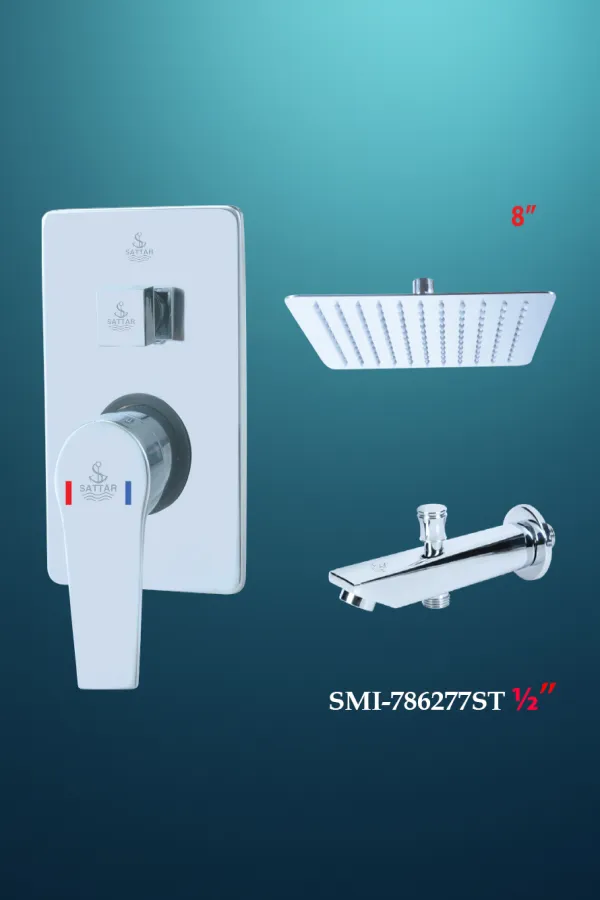 Turn Diverter Square Conceal Shower Mixer Set 1/2"- Shower Mixer