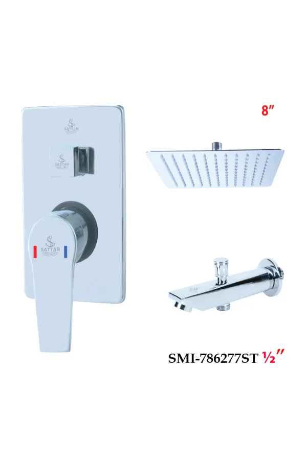 Turn Diverter Square Conceal Shower Mixer Set 1/2"- Shower Mixer