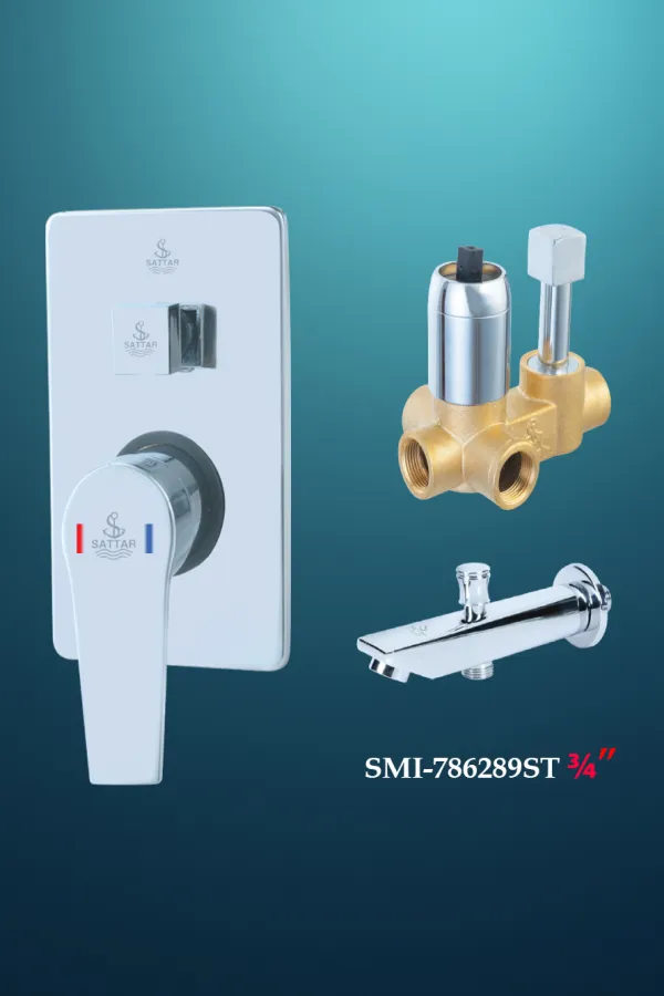 Turn Diverter Square Conceal Shower Mixer with Spout 3/4" - Shower Mixer